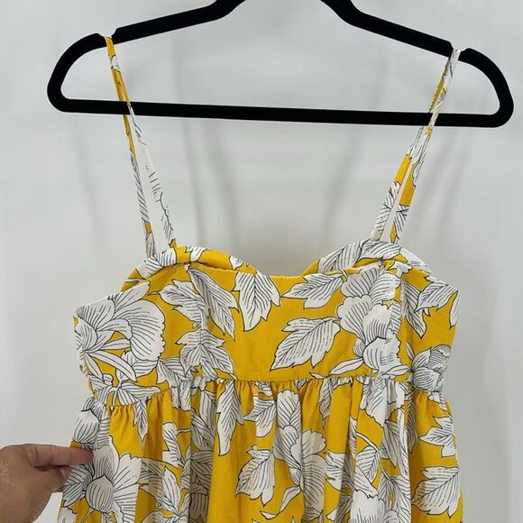 ZARA Printed Poplin DRESS TRF Yellow White Floral flowy vacation size M - Picture 3 of 8